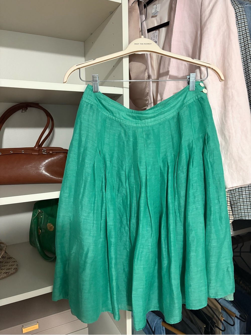 Banana Republic Teal Green Pleated A-Line Skirt
